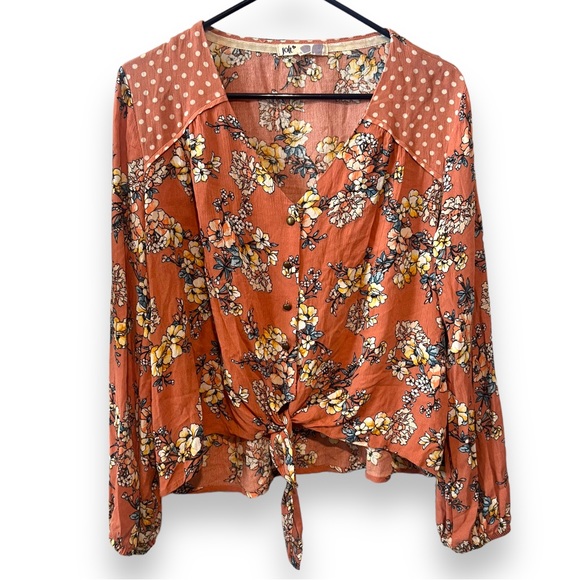 Jolt Tops - JOLT LONG SLEEVE FLORAL TOP